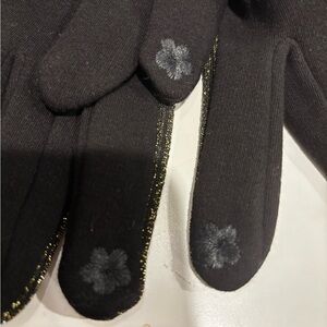 Black Gloves with Gold Trim